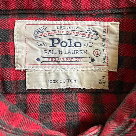 Polo Ralph Lauren Shirt Heavyweight Flannel Plaid Check Button Up XL EUC - Picture 7 of 9